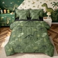 thumbnail image 1 of meiyoeat Green Skeleton Dinosaur Full Size Bedding Sets for Boys, Camouflage Bone Full Size Bed in a Bag, Olive, Black Reversible, 7pcs, 1 of 5
