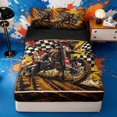 thumbnail image 1 of meiyoeat Grunge Motocross Zipper Twin Comforter Sets with Fitted Sheet and 2 Pillowcases for Teens,Muddy Track Flags Zipper Bedding Set,Red Yellow,Reversible, 1 of 6