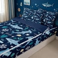 thumbnail image 1 of meiyoeat Hammerhead Shark Zipper Twin Comforter Sets with Fitted Sheet and 2 Pillowcases for Kids Boys, Underwater Sealife Zipper Bedding Set for Bedroom, Navy, Blue ReversibleB, 1 of 6