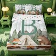 thumbnail image 1 of meiyoeat Happy Camping Zipper Twin Comforter Sets with Fitted Sheet and 2 Pillowcases For Boys,Cute Bear Initial Alphabet B Zipper Bedding Set,Polkadot Reversible,4-Piece, 1 of 7