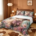 thumbnail image 1 of meiyoeat Highland Cattle Pink Flower King Sheets,Colorful Butterfly Farm Animal Print Bedding,4-Piece,1 Flat Sheet,1 Fitted Sheet And 2 Pillowcases, 1 of 6
