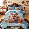 thumbnail image 1 of meiyoeat Highland Cow Book Floral Full Size Comforter Sets,Rustic Farm Animals Bedding Comforter Set,Polkadot Reversible,3pcs,1 Comforter and 2 Pillowcases, 1 of 7