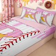 thumbnail image 1 of meiyoeat Ice Cream Baseball R Letter Zipper Full Size Comforter Sets with Fitted Sheet and 2 Pillowcases for Kids, Waffle Candy Drip Zipper Bedding Set, Pink Reversible, 4-Piece, 1 of 6