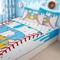 thumbnail image 1 of meiyoeat Ice Cream Baseball Zipper Twin Comforter Sets with Fitted Sheet and 2 Pillowcases for Girls, Blue Yellow Drip Monogrammed B Zipper Bedding Set, Polkadot Reversible, 4 Pieces, 1 of 6