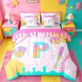 thumbnail image 1 of meiyoeat Ice Cream Initial P Alphabet 7-Piece Twin Bedding Sets For Kids,Watercolor Baseball Pink Leopard Animal Print Bedding Comforter Set,Pink Reversible, 1 of 7
