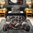 thumbnail image 1 of meiyoeat Ink Cloud Dragon Twin Comforter Sets for Men Boys, Japanese Style Flower Bedding Set, Black Blue, Black Reversible, 2pcs, 1 Comforter and 1 Pillowcase, 1 of 5
