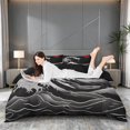 thumbnail image 1 of meiyoeat Japanese Black Wave Bedding For Kids,Ukiyo-E Style Print Duvet Cover Full,Black Reversible,3 Pieces(No Comforter), 1 of 6