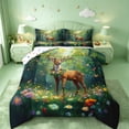 thumbnail image 1 of meiyoeat Jungle Animal Elk Full Size Comforter Sets For Girls,Colorful Cute Flowers Bedding Comforter Set For Kids,Reversible,3-Piece, 1 of 7