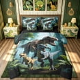 thumbnail image 1 of meiyoeat Jungle Dino Wildlife Full Size Bedding Sets for Boys Kids Men, Dinosaur Family Full Size Bed in a Bag, Green, Black Reversible, 7 Pieces, 1 of 5