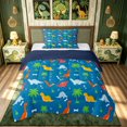 thumbnail image 1 of meiyoeat Jungle Palm Dinosaur Twin Comforter Sets for Kids Boys, Prehistoric Wildlife Bedding Set, Vibrant Blue, Blue Reversible, 2-Piece, 1 Comforter and 1 Pillowcase, 1 of 6