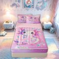 thumbnail image 1 of meiyoeat Kawaii Axolotl Letter Zipper Comforter Set with Fitted Sheet and 2 Pillowcases for Boys Girls, Galaxy Animal Zipper Bedding Set, Pink Purple, Pink Reversible, 3 Pieces, 1 of 6