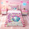 thumbnail image 1 of meiyoeat Kawaii Bowknot Baseball Twin Sheets for Girls, Sweet Bow Ice Cream Bedding, Pink Blue Yellow, 3-Piece, 1 Flat Sheet, 1 Fitted Sheet and 1 Pillowcase, 1 of 5