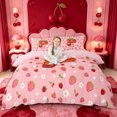 thumbnail image 1 of meiyoeat Kawaii Strawberry Daisy Bedding,Sweet Fruit Initial P Letter Duvet Cover Full For Girl,Pink Reversible,3-Piece,1 Duvet Cover and 2 Pillowcases, 1 of 6