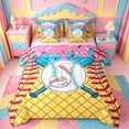 thumbnail image 1 of meiyoeat Kids Baseball Ball Gamer 7-Piece Twin Bedding Sets,Rainbow Cream Theme Monogrammed J Bedding Comforter Set For Boys,pink Reversible, 1 of 7