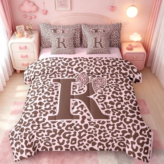 meiyoeat Leopard Animal Print Monogram R 7 Pieces Full Size Bedding ...