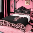 thumbnail image 1 of meiyoeat Leopard Bow Monogram T Print King Sheets For Cheetah Bow Lover,Pink Cute Bowknot Bedding For Kids Girls,4Pcs, 1 of 6