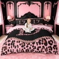 thumbnail image 1 of meiyoeat Leopard Pattern Alphabet D Print Duvet Cover Set For Girls,Pink Chic Bow Tie Bedding Full For Kids,pink Reversible,3 Pieces(No Comforter), 1 of 6