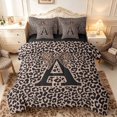 thumbnail image 1 of meiyoeat Leopard Print Bow Letter A Twin Bedding Sets, Women Teens, Brown Animal Print Bedding Comforter Set, Black Reversible 7 Pieces, 1 of 7