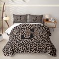 thumbnail image 1 of meiyoeat Leopard Print Bow Letter J Bed Spread Queen, Women Teens, Brown Animal Print Queen Coverlet Set, 3 Pieces 1 Quilt and 2 Pillowcases, 1 of 7