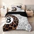 thumbnail image 1 of meiyoeat Leopard Print Lucky 8 Ball Twin Comforter Sets for Girls, Black White Brown Bedding Set, Black Reversible, 2-Piece, 1 Comforter and 1 Pillowcase, 1 of 6