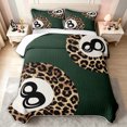 thumbnail image 1 of meiyoeat Leopard Print Lucky 8 Quilt King for Girls, Pool Ball King Coverlet Set, Green Brown, 3-Piece, 1 Comforter and 2 Pillowcases, 1 of 7