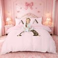 thumbnail image 1 of meiyoeat Leopard Print Monogram A Bedding,Pink Bow Initial Duvet Cover Full For Girl,Pink Reversible,3pcs,1 Duvet Cover and 2 Pillowcases, 1 of 6
