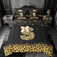 thumbnail image 1 of meiyoeat Leopard Sequin Initial S Print 7 Pieces Full Size Bedding Sets,Girly Bow Kids Full Size Bed in a Bag For Girl,Black Reversible, 1 of 7