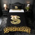 thumbnail image 1 of meiyoeat Leopard Sequin Initial S Print Twin Duvet Cover,Girly Bow Kids Twin Bedding For Girl,Black Reversible,2-Piece,1 Duvet Cover and 1 Pillowcase, 1 of 6