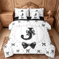 thumbnail image 1 of meiyoeat Lovely Bow Tie 7Pcs Queen Bedding For Bow Girls,Black Initial Letter J Bedding Comforter Set Queen For Kids,Black Reversible, 1 of 7