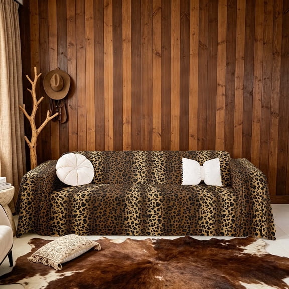 meiyoeat Luxury Brown Cheetah Print Sofa Cover Slipcover 71x150, Leopard Chair Loveseat Couch Cover