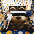 thumbnail image 1 of meiyoeat Luxury Golden Soccer Ball Full Size Comforter Sets 3-Piece,Crown Sparkle Design Bedding Comforter Set,Gold Black,Black Reversible,1 Comforter and 2 Pillowcases, 1 of 6