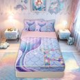 thumbnail image 1 of meiyoeat Mermaid Princess Scale Zipper Twin Comforter Sets with Fitted Sheet and 2 Pillowcases for Girls, Sparkle Initial R Zipper Bedding Set for Kids, Purple Blue, Pink Reversible, 4-Piece, 1 of 6
