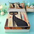 thumbnail image 1 of meiyoeat Mid Century Black Cat Art Zipper Full Size Comforter Sets with Fitted Sheet and 2 Pillowcases,Retro Print Zipper Bedding Set,Light Gray Reversible,4-Piece, 1 of 7