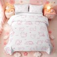 thumbnail image 1 of meiyoeat Mixed Pink Cat Cute Quilt King,Girly Kitten Pattern King Coverlet Set,3pcs,1 Bedspread and 2 Pillowcases, 1 of 7