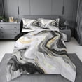 thumbnail image 1 of meiyoeat Modern Marble Art Queen Comforter Set For Women Men,Abstract Swirl Design Comforter Sets Queen For Adults,Black Reversible,3-Piece, 1 of 7