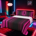 thumbnail image 1 of meiyoeat Modern Pink Striped Full Size Sheets, Luxury Dark Gradient Bed Sheets for Boys, Pink, 4pcs, 1 Flat Sheet, 1 Fitted Sheet and 2 Pillowcases, 1 of 6