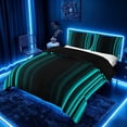 thumbnail image 1 of meiyoeat Modern Teal Striped Duvet Cover Set, Luxury Dark Gradient Bedding Full for Boys, Teal, Black Reversible 3-Piece, 1 Duvet Cover and 2 Pillowcases, 1 of 7