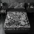thumbnail image 1 of meiyoeat Monochrome Paisley Zipper Queen Comforter Set with Fitted Sheet and 2 Pillowcases,Bold Pattern Zipper Bedding Set For Adults,Black White,Black Reversible,4-Piece, 1 of 7