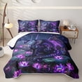 thumbnail image 1 of meiyoeat Mystic Purple Forest Dragon Twin Quilt Set for Men Women, Glitter Print Lotus Twin Coverlet Set, Purple, 2pcs, 1 of 7