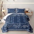 thumbnail image 1 of meiyoeat Navy Blue Paisley Bed Spread Queen For Kids,Bohemian Exotic Style Queen Coverlet Set For Adult,3 Pieces, 1 of 7