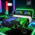 thumbnail image 1 of meiyoeat Neon Blue-Green Flame Game Controller Full Size Sheets for Kids Boys, Dual-Tone Geometric Gaming Bed Sheets, 4-Piece, 1 Flat Sheet, 1 Fitted Sheet and 2 Pillowcases, 1 of 6