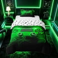 thumbnail image 1 of meiyoeat Neon Green Smoke Gaming Twin Bedding for Boys Teens, Video Game Gamer Duvet Cover Set, Black Green, Gamepad Reversible2 Pieces, 1 Duvet Cover and 1 Pillowcase, 1 of 7