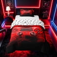 thumbnail image 1 of meiyoeat Neon Green Smoke Gaming Twin Bedding for Boys Teens, Video Game Gamer Duvet Cover Set, Black Red, Gamepad Reversible 2-Piece, 1 Duvet Cover and 1 Pillowcase, 1 of 7