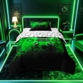 thumbnail image 1 of meiyoeat Neon Green Smoke Gaming Twin Comforter Sets for Boys Teens, Video Game Gamer Bedding Set, Black Green, Gamepad Reversible 2 Pieces, 1 Comforter and 1 Pillowcase, 1 of 6