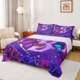 thumbnail image 1 of meiyoeat Neon Heart Initial B Bed Sheets,Purple Butterfly Flower Blossom Full Size Sheets For Girl,4pcs,1 Flat Sheet,1 Fitted Sheet and 2 Pillowcases, 1 of 3