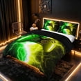 thumbnail image 1 of meiyoeat Neon Lightning Gamer Duvet Cover Set for Teens Boys, Electric Green Yellow Gaming Bedding Full, Black Reversible 3pcs, 1 Duvet Cover and 2 Pillowcases, 1 of 7