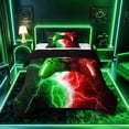 thumbnail image 1 of meiyoeat Neon Lightning Gamer Twin Comforter Sets for Teens Boys, Electric Green Red Gaming Bedding Set, Black Reversible 2 Pieces, 1 Comforter and 1 Pillowcase, 1 of 6