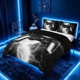 thumbnail image 1 of meiyoeat Neon Lightning Gaming Duvet Cover Set for Boys Girls, Electric Gamer Bedding Full, Black White, Black Reversible 3-Piece, 1 Duvet Cover and 2 Pillowcases, 1 of 7