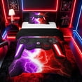 thumbnail image 1 of meiyoeat Neon Lightning Gaming Twin Bedding for Boys Girls, Electric Gamer Duvet Cover Set, Purple Red, Black Reversible 2-Piece, 1 Duvet Cover and 1 Pillowcase, 1 of 7