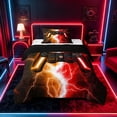 thumbnail image 1 of meiyoeat Neon Lightning Gaming Twin Comforter Sets for Boys Girls, Electric Gamer Bedding Set, Orange Red, Black Reversible 2 Pieces, 1 Comforter and 1 Pillowcase, 1 of 6